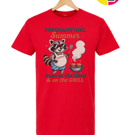 Pregnant Girl Summer Raccoon Tee