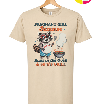 Pregnant Girl Summer Raccoon Tee