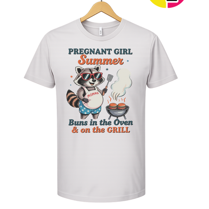Pregnant Girl Summer Raccoon Tee
