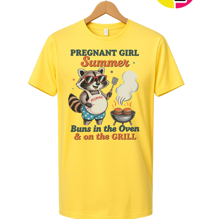 Pregnant Girl Summer Raccoon Tee