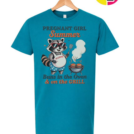 Pregnant Girl Summer Raccoon Tee
