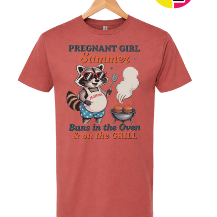 Pregnant Girl Summer Raccoon Tee
