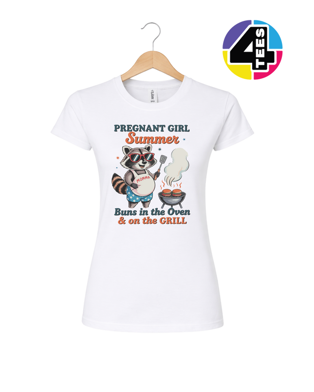 Pregnant Girl Summer Raccoon Women's Tee