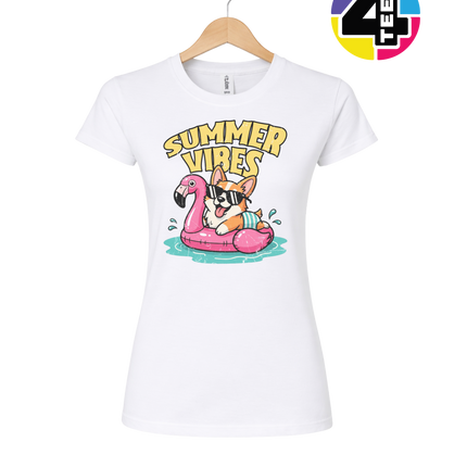 Funny Dog Summer Pool Float Women's Tee