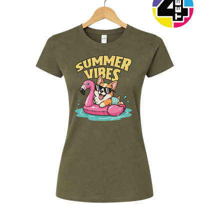 Funny Dog Summer Pool Float Women's Tee