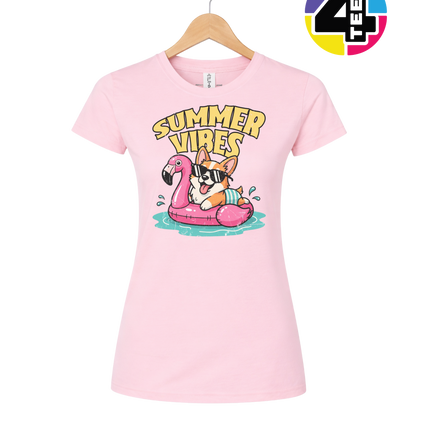 Funny Dog Summer Pool Float Women's Tee