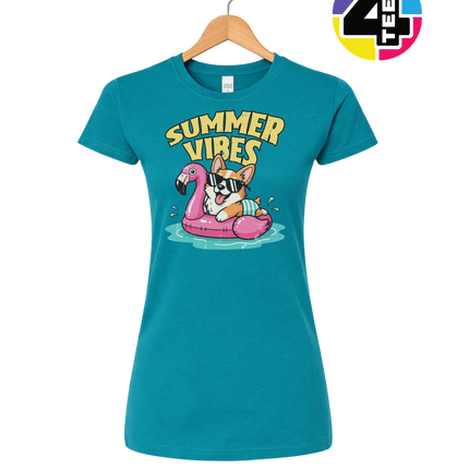 Funny Dog Summer Pool Float Women's Tee