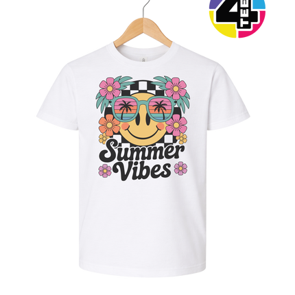 Summer Vibes Smiley Face Youth Tee