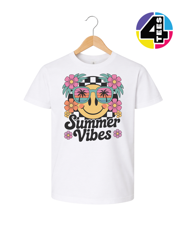 Summer Vibes Smiley Face Youth Tee