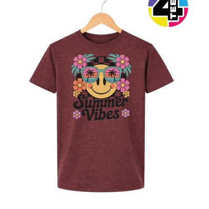 Summer Vibes Smiley Face Youth Tee