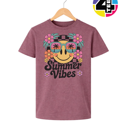 Summer Vibes Smiley Face Youth Tee