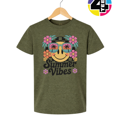 Summer Vibes Smiley Face Youth Tee