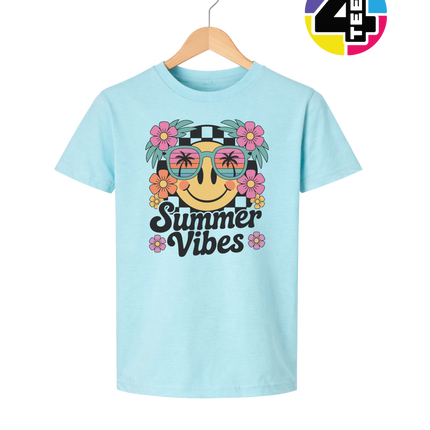 Summer Vibes Smiley Face Youth Tee