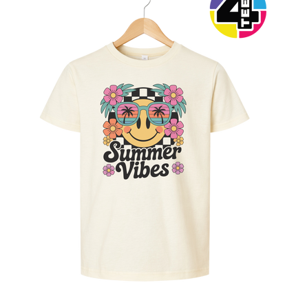 Summer Vibes Smiley Face Youth Tee