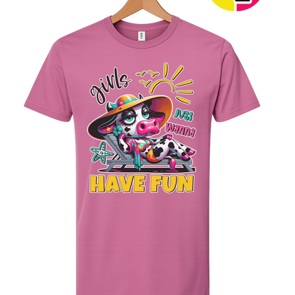 Girls Just Wanna Have Fun Funny Cow Tee