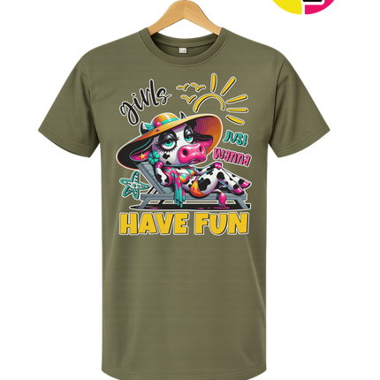 Girls Just Wanna Have Fun Funny Cow Tee