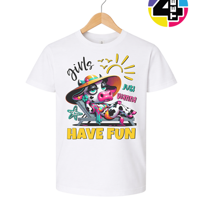 Girls Just Wanna Have Fun Funny Cow Youth Tee