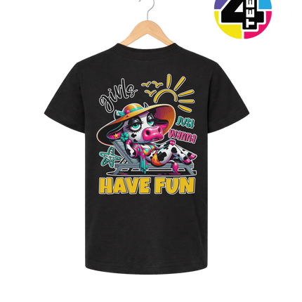 Girls Just Wanna Have Fun Funny Cow Youth Tee