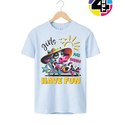 Girls Just Wanna Have Fun Funny Cow Youth Tee
