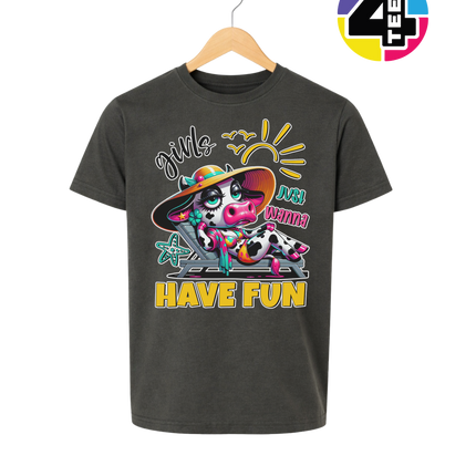 Girls Just Wanna Have Fun Funny Cow Youth Tee