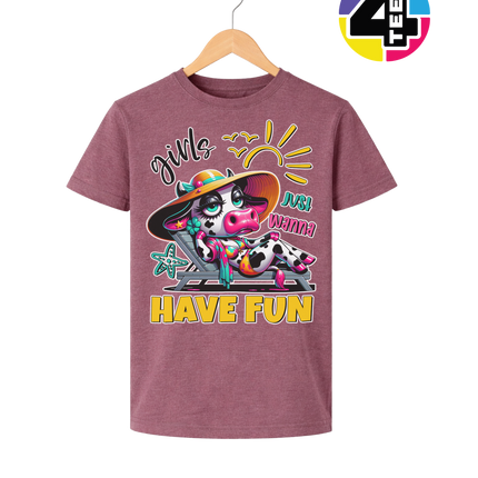 Girls Just Wanna Have Fun Funny Cow Youth Tee