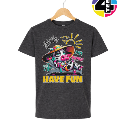 Girls Just Wanna Have Fun Funny Cow Youth Tee