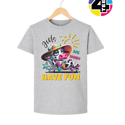 Girls Just Wanna Have Fun Funny Cow Youth Tee