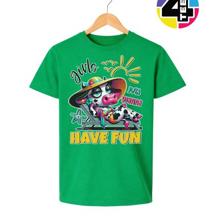 Girls Just Wanna Have Fun Funny Cow Youth Tee