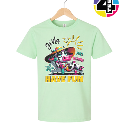 Girls Just Wanna Have Fun Funny Cow Youth Tee