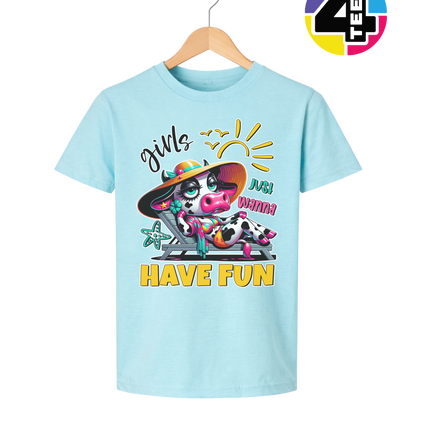 Girls Just Wanna Have Fun Funny Cow Youth Tee