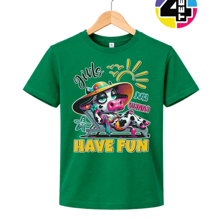 Girls Just Wanna Have Fun Funny Cow Youth Tee