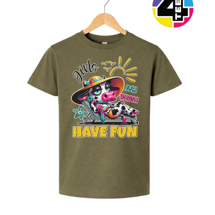 Girls Just Wanna Have Fun Funny Cow Youth Tee