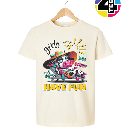 Girls Just Wanna Have Fun Funny Cow Youth Tee