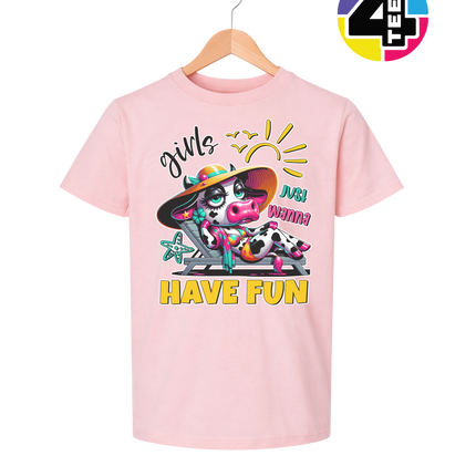 Girls Just Wanna Have Fun Funny Cow Youth Tee