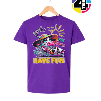 Girls Just Wanna Have Fun Funny Cow Youth Tee