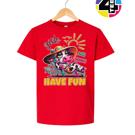 Girls Just Wanna Have Fun Funny Cow Youth Tee