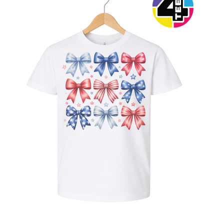 Stars & Stripes Coquette Bows Youth Tee