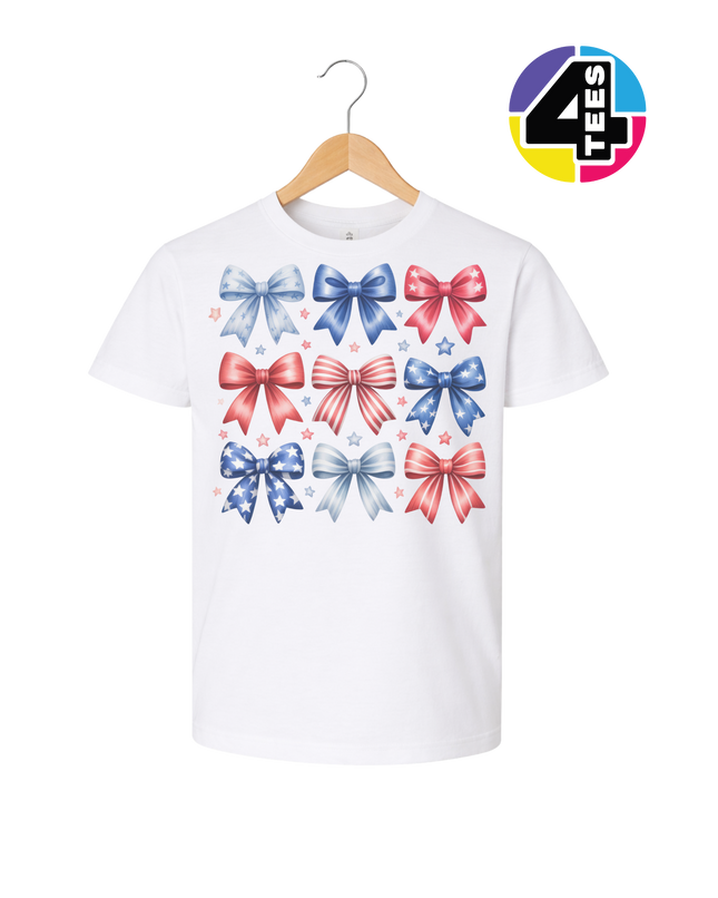 Stars & Stripes Coquette Bows Youth Tee