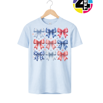 Stars & Stripes Coquette Bows Youth Tee