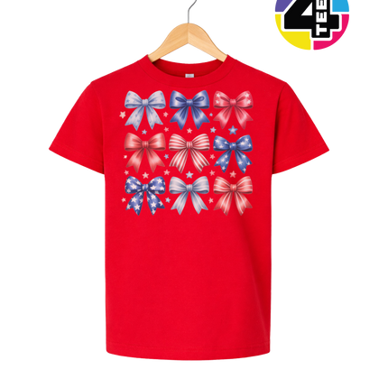 Stars & Stripes Coquette Bows Youth Tee