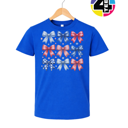 Stars & Stripes Coquette Bows Youth Tee