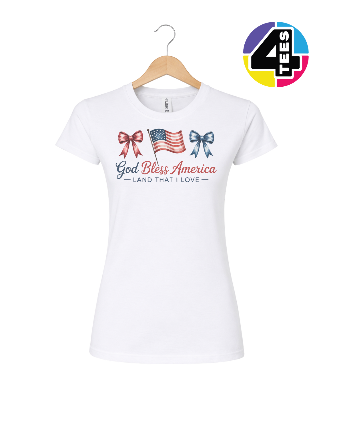 God Bless America Bows & Freedom Women's Tee