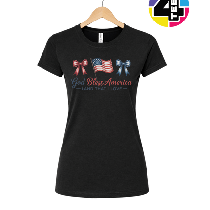 God Bless America Bows & Freedom Women's Tee