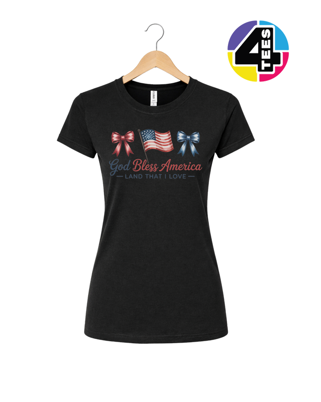 God Bless America Bows & Freedom Women's Tee