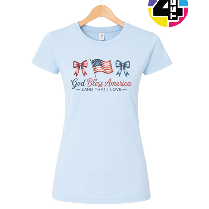 God Bless America Bows & Freedom Women's Tee