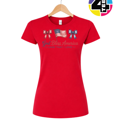 God Bless America Bows & Freedom Women's Tee
