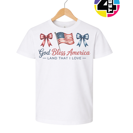 God Bless America Bows & Freedom Youth Tee