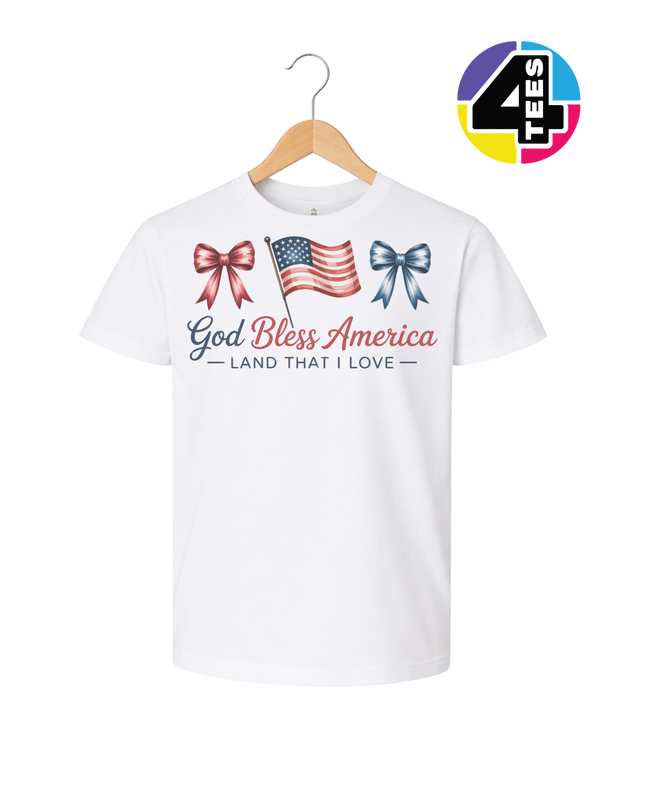 God Bless America Bows & Freedom Youth Tee