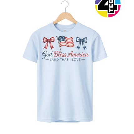 God Bless America Bows & Freedom Youth Tee
