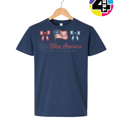 God Bless America Bows & Freedom Youth Tee